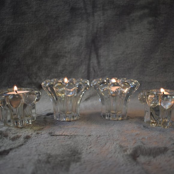 VTG West Germany Votive/Taper Crystal Candle Holders Set of 4 - Picture 4 of 14